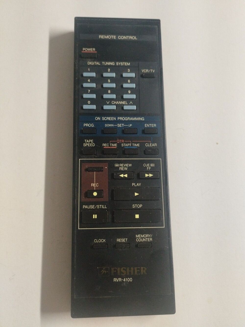 OEM Fisher RVR-4100 VCR Remote Control - Tested & Works